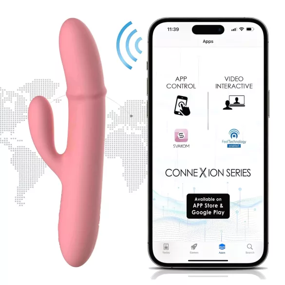 Svakom Mora Neo - aplikacijom upravljani vibrator s kuglicama i nastavkom za klitoris (rozi)