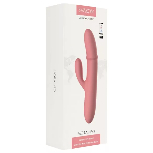 Svakom Mora Neo - aplikacijom upravljani vibrator s kuglicama i nastavkom za klitoris (rozi)