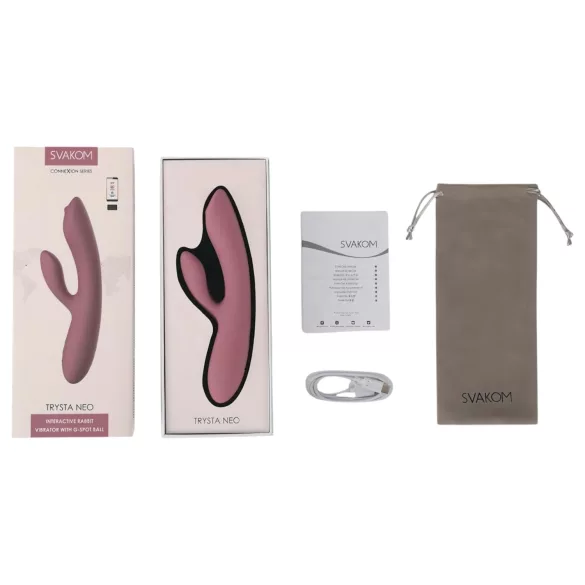 Svakom Trysta Neo - vibrator s klitoralnim nastavkom i kuglicama - rozi