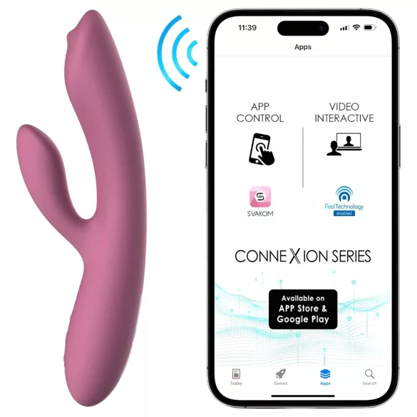 Svakom Trysta Neo - vibrator s klitoralnim nastavkom i kuglicama - rozi