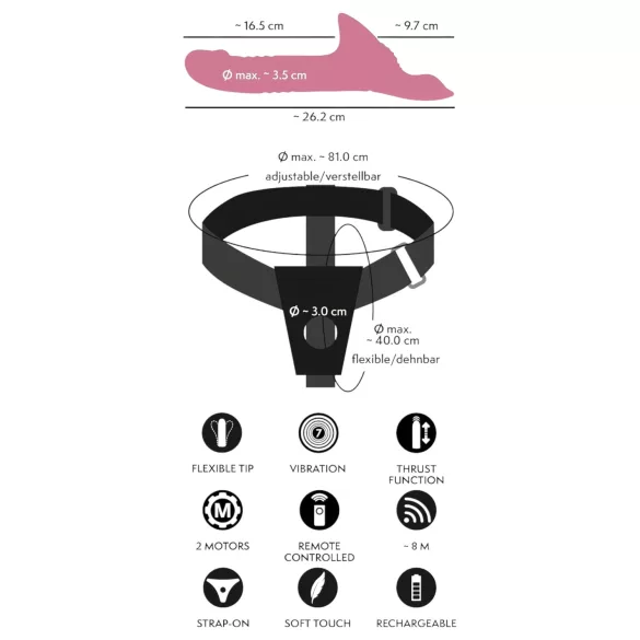 You2Toys - set za remen s vibratorom - crveni