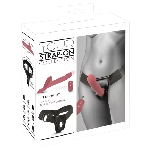 You2Toys - set za remen s vibratorom - crveni