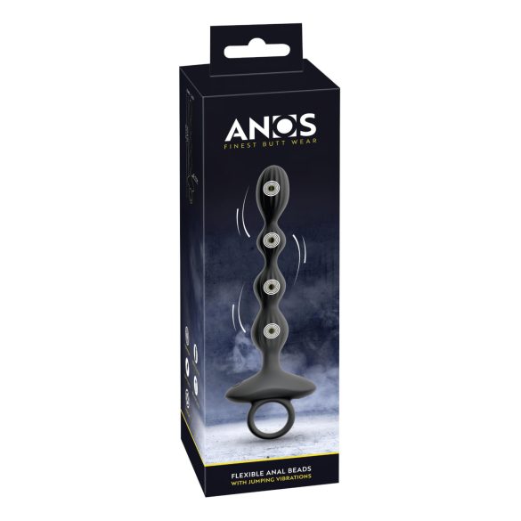 Anos - Dvostruki analni vibrator s kuglicama (crni)