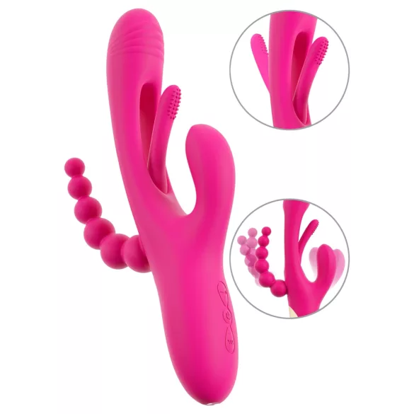 SMILE - vibrator s tri kraka i jezikom - ružičasti
