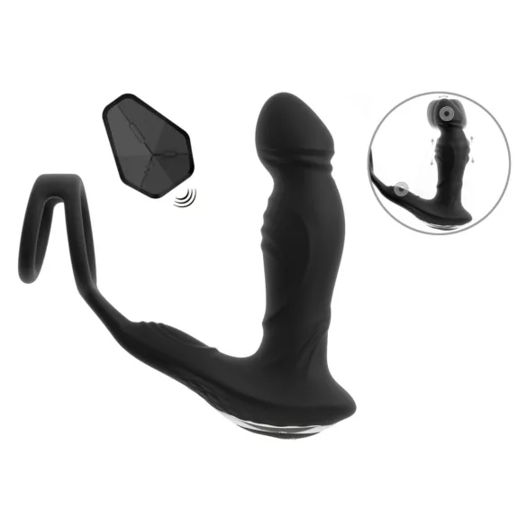 Rebel - vibrator za prostatu s funkcijom potiskivanja - crni