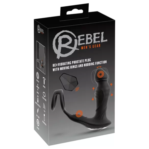 Rebel - vibrator za prostatu s funkcijom potiskivanja - crni