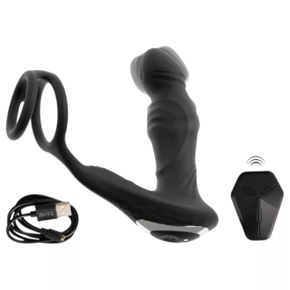 Rebel - vibrator za prostatu s funkcijom potiskivanja - crni