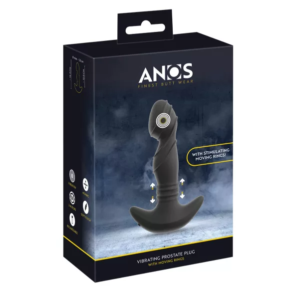 ANOS - vibrator za prostatu s pokretnim prstenom - crni