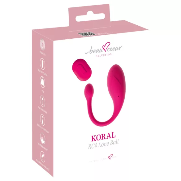 Beau Coeur Coral - vibrirajuće jaje s daljinskim upravljačem (roza)