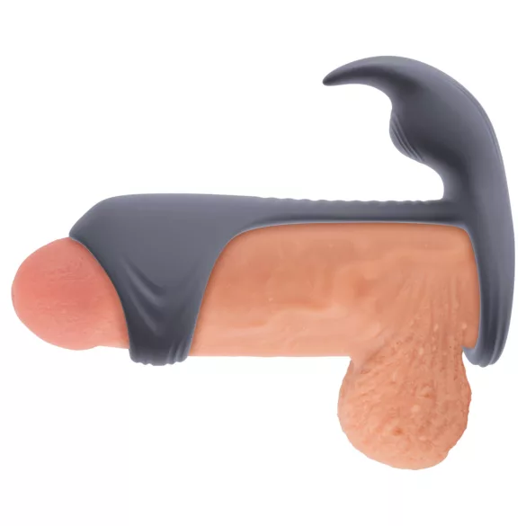 Beau Coeur Vylor - prsten za penis i testise s vibratorom za klitoris - siva