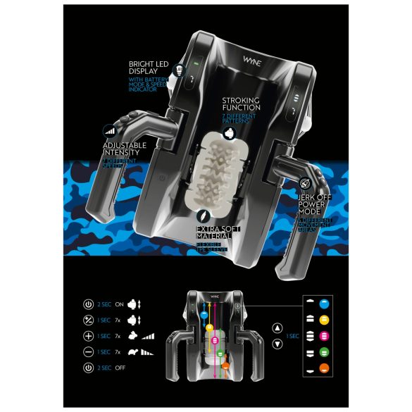 WYNE 10 - automatski masturbator s drškom - crni