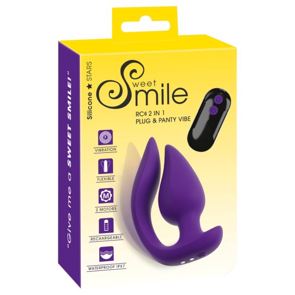 Smile - 2u1 analni vibrator i stimulator klitorisa - ljubičasta