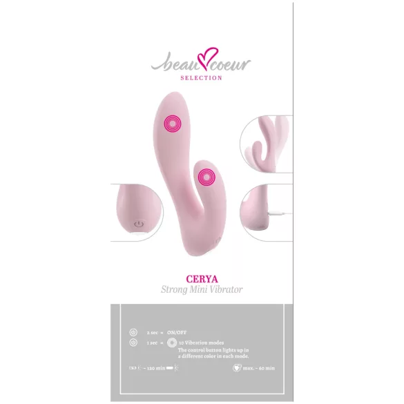 Beau Coeur Cerya - mini vibrator s rukom za klitoris - svijetloružičasti
