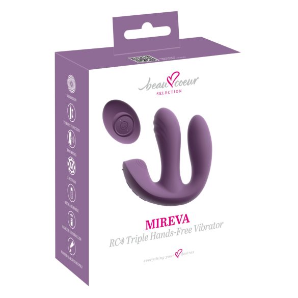 Beau Coeur Mireva - vibrator s tri funkcije - daljinsko upravljanje - ljubičasta