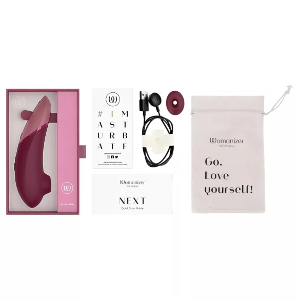 Womanizer Next - stimulator klitorisa na zračne valove - akumulatorski - bordo