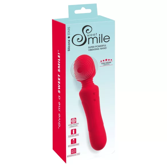 Sweet Smile - bežični, vodootporni wand vibrator (crveni)