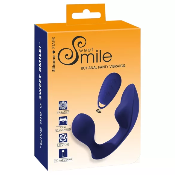 SMILE - vibracijski analni i panty vibrator s daljinskim upravljanjem - plavi