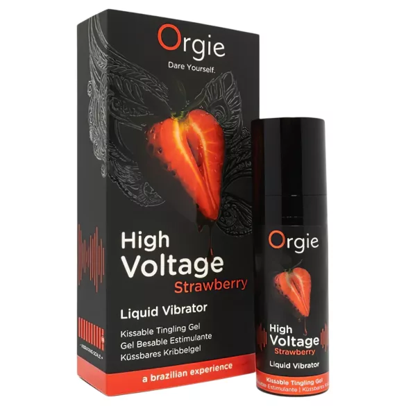Orgie High Voltage - tekući vibrator - jagoda - 15ml