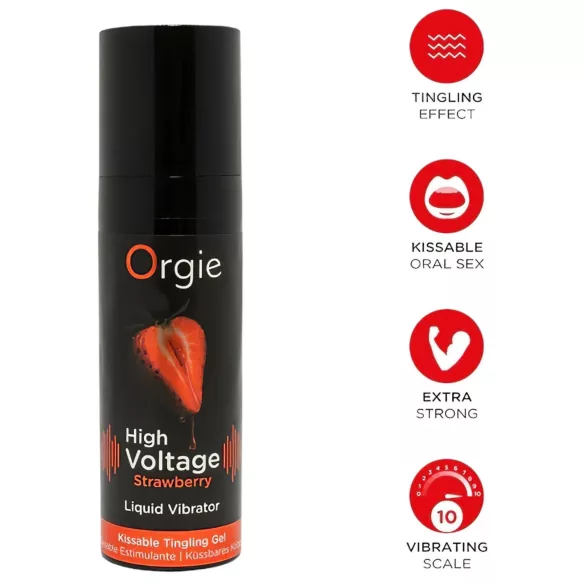 Orgie High Voltage - tekući vibrator - jagoda - 15ml