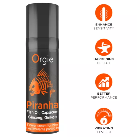 Orgie Piranha Power Cream - stimulirajuća krema za povećanje potencije za muškarce (15 ml)