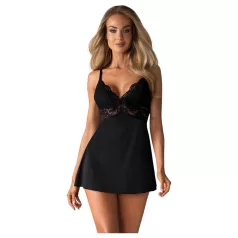 Obsessive - čipkasti babydoll i tanga (crna)
