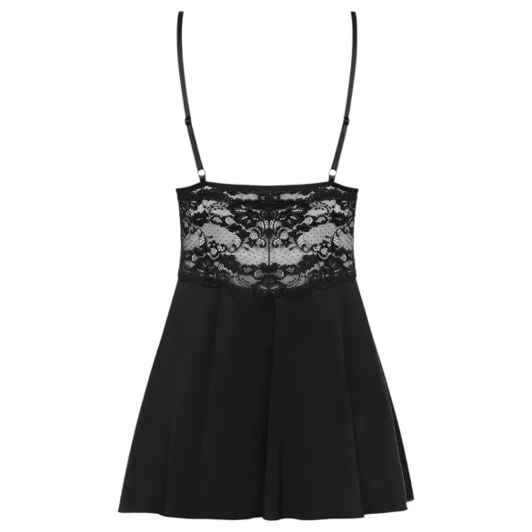 Obsessive - čipkasti babydoll i tanga (crna) - L/XL