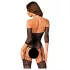 Obsessive - mrežasti catsuit s uzorkom i ukrasima - crni - S-L