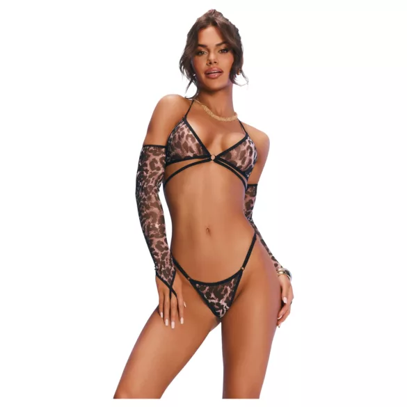 Obsessive Addia - mrežasti set s leopard uzorkom - L/XL