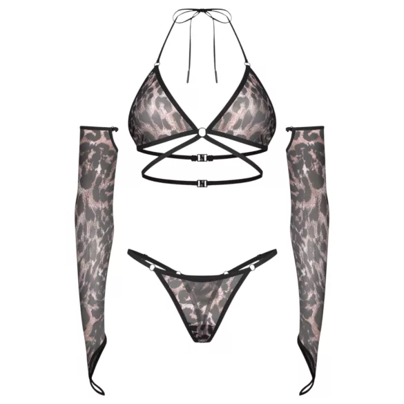 Obsessive Addia - mrežasti set s leopard uzorkom - L/XL