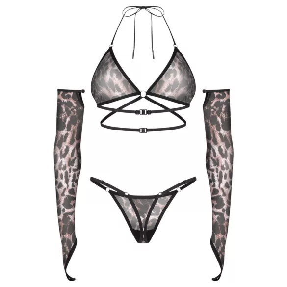 Obsessive Addia - mrežasti set s leopard uzorkom - L/XL