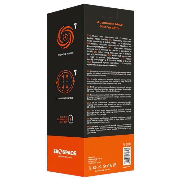 Men's Play - muški masturbator s potisnim i rotirajućim funkcijama - crni