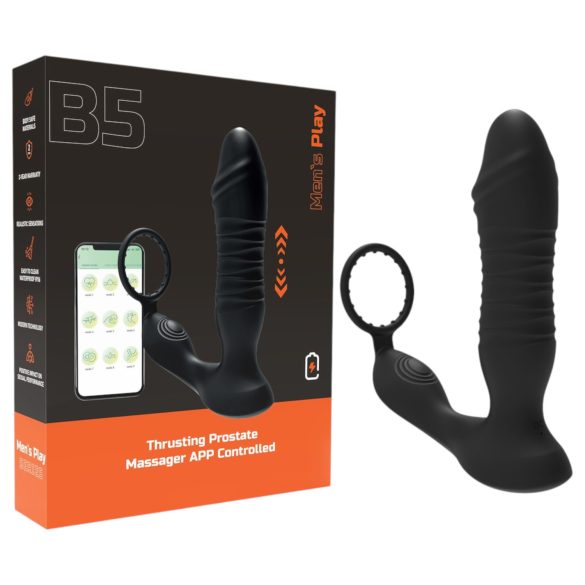 Men's Play - Analni vibrator s funkcijom guranja - crni