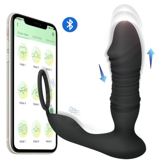 Men's Play - Analni vibrator s funkcijom guranja - crni