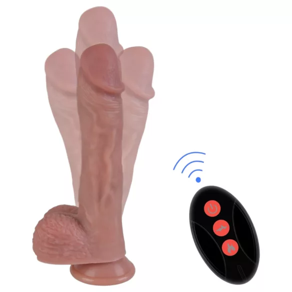 Erospace Natural Play - realistični vibrirajući dildo s funkcijom potiskivanja i rotacije (boja kože)