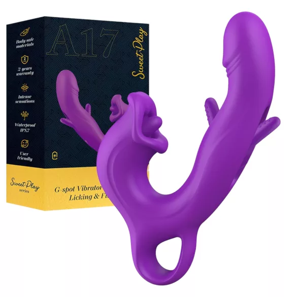 Erospace Sweet Play - jezični stimulator klitorisa i klimajući G-točka vibrator (ljubičasti)