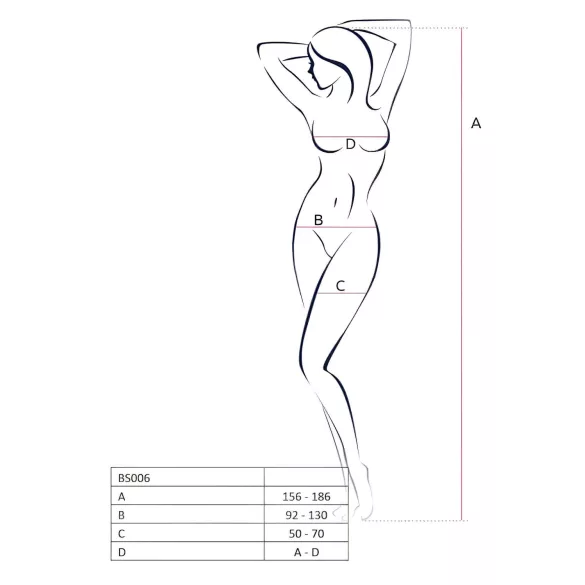 Passion BS006 - bodystocking s uzorkom haltera - bijela - S-L
