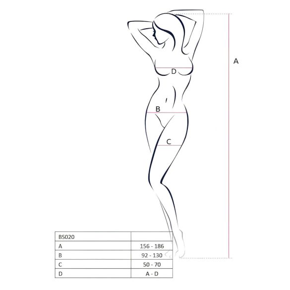 Passion - otvoreni ukrašeni bodystocking - bijela - S-L