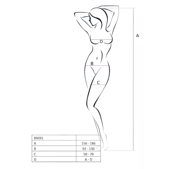 Passion BS031 - otvoreni bodystocking - crvena - S-L
