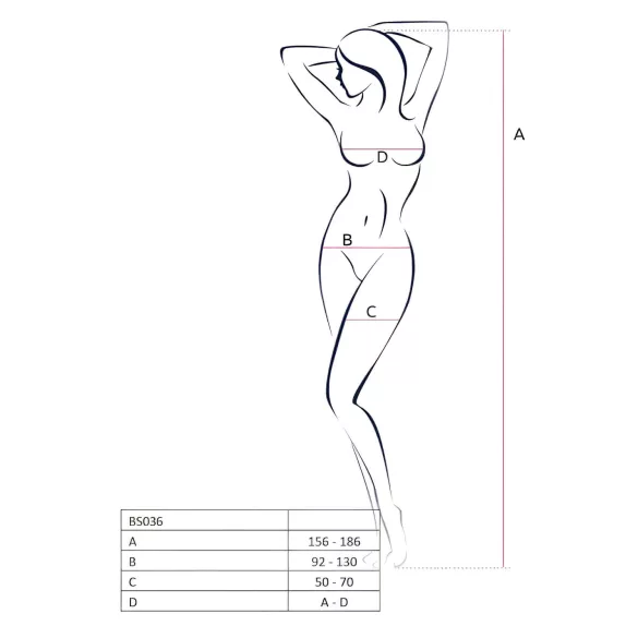 Passion - otvoreni bodystocking s ružama - bijela - S-L