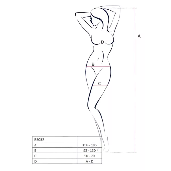 Passion BS052 - otvoreni mrežasti bodi - crni - S-L