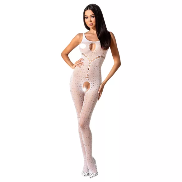 Passion - bodystocking s otvorima - bijela, točkasta, S-L