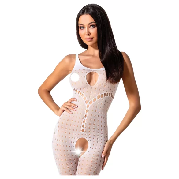 Passion - bodystocking s otvorima - bijela, točkasta, S-L