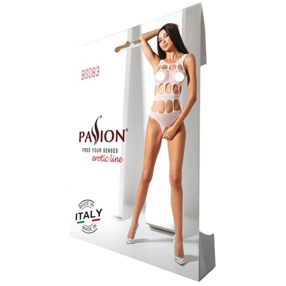Passion BS083 - otvoreni mrežasti body - bijeli - S-L