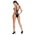 Passion BS086 - prozirni trakasti body (crni) - S-L