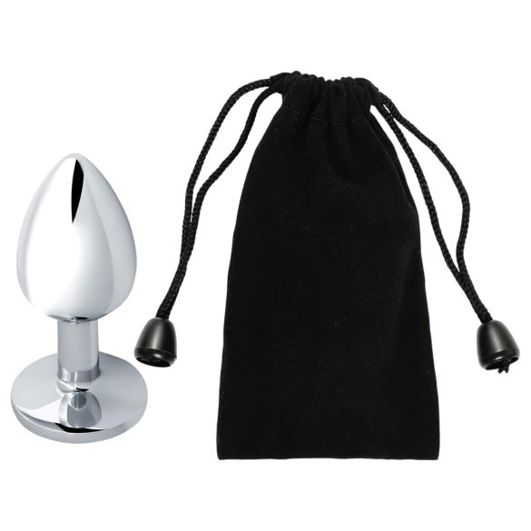 Sunfo - analni čep od metala s žutim kamenom - srebrni