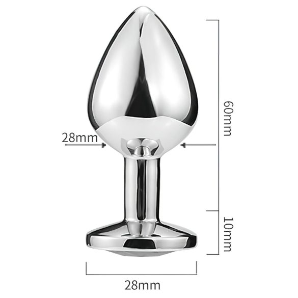 Sunfo - metalni analni čep sa srcastim zlatnim kamenom - srebrni
