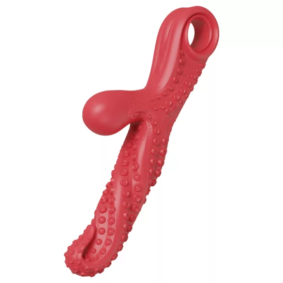 Monster Fuck - Vibrator s ručkom za klitoris i pipcima - crveni