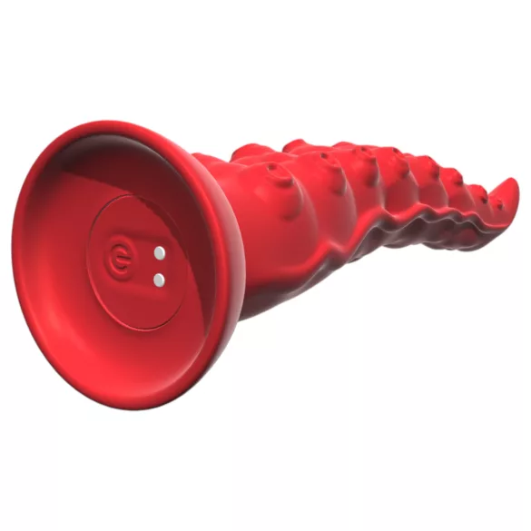 Monster Fuck - vibrirajući dildo s pipcima i daljinskim upravljačem - crveni