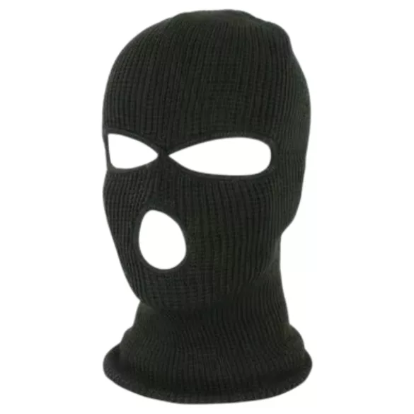 Balaclava - pletena maska za oralni seks s 3 otvora - crna