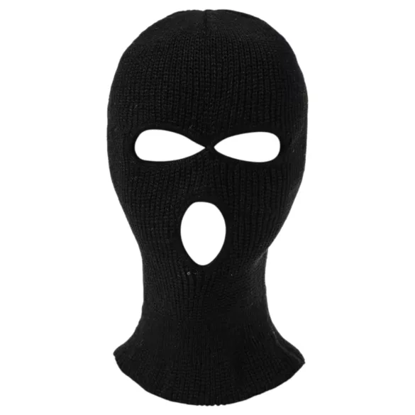 Balaclava - pletena maska za oralni seks s 3 otvora - crna